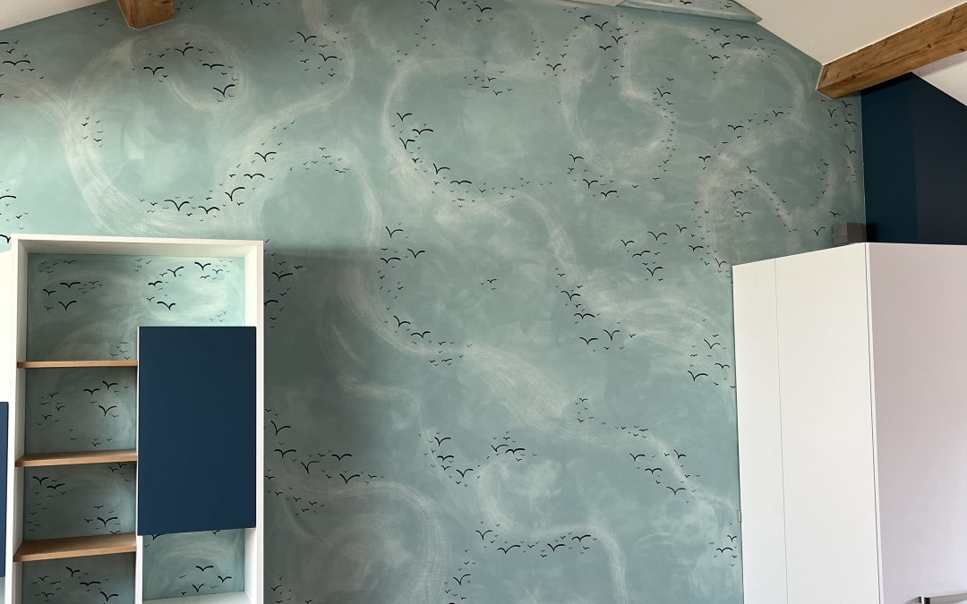 Chantier Lyon 6 Brottaux, création innovante d’une peinture décorative suite a la demande de mon client.